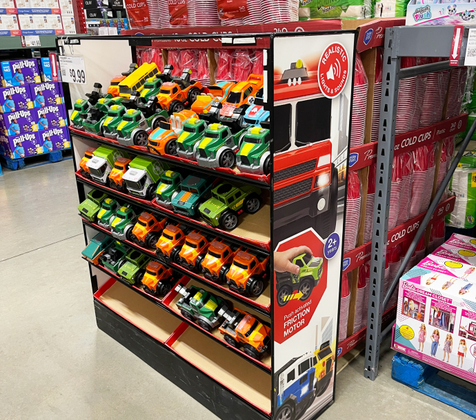 Custom floor display designed for showcasing products in retail environments.